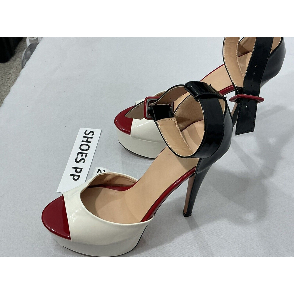 Womans Sz10106b 39 (9) Multicolor Patent Leather Platform Strap Stiletto Heels - Picture 3 of 9